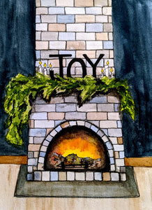 Cozy Fireplace Christmas Card