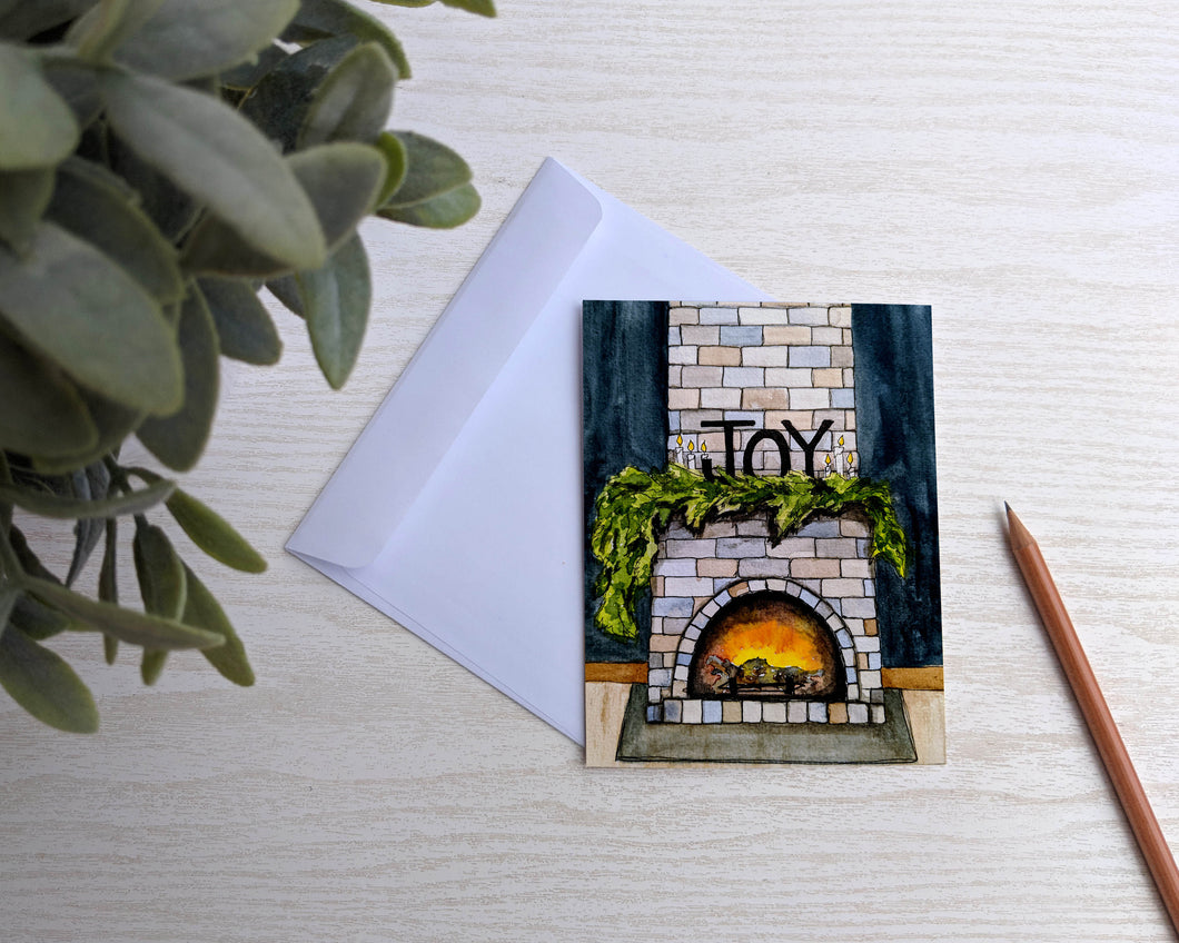 Cozy Fireplace Christmas Card